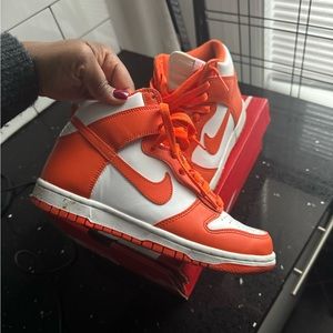 Nike DUNKS high top orange kids size 5.5 women’s size 7